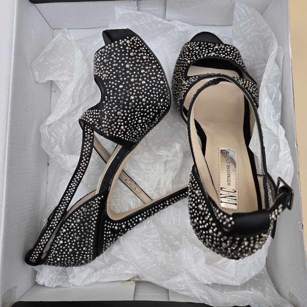 International Concepts Rhinestone Black Stilletto Heels Size 6.5 M